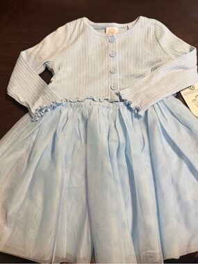 wonder nation Light Blue Ribbed Bodice Tulle Dress